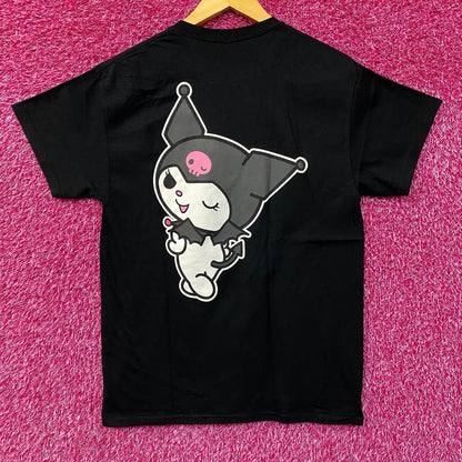Sanrio Kuromi Pink Skull Motif Cute Graphic Design Winking Kuromi T-Shirt Medium
