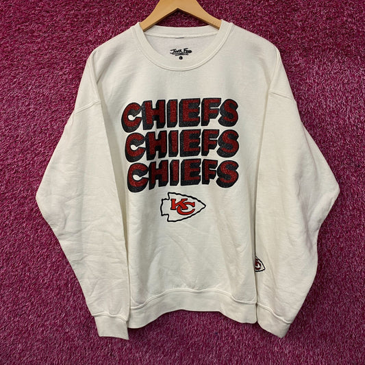 Junk Food Clothing Kansas City Chiefs Repeat Bling Glitter Crewneck Sweatshirt Large