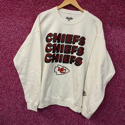Junk Food Clothing Kansas City Chiefs Repeat Bling Glitter Crewneck Sweatshirt Large