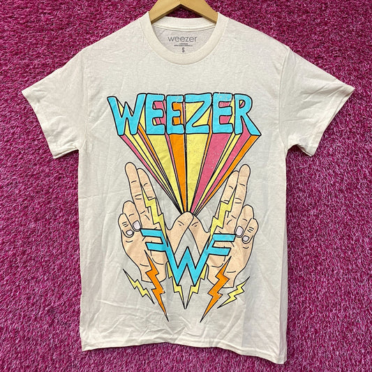 Weezer W Hands And Lightning "Teal" Album Rock Band T-Shirt Small