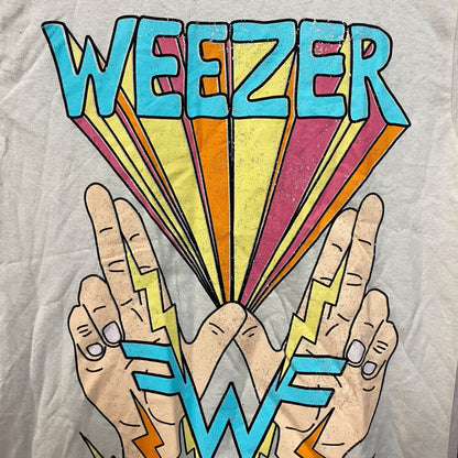 Weezer W Hands And Lightning "Teal" Album Rock Band T-Shirt Small