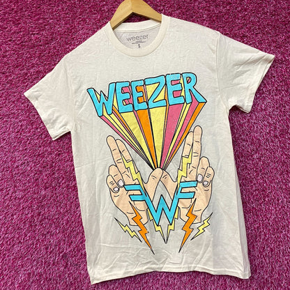 Weezer W Hands And Lightning "Teal" Album Rock Band T-Shirt Small