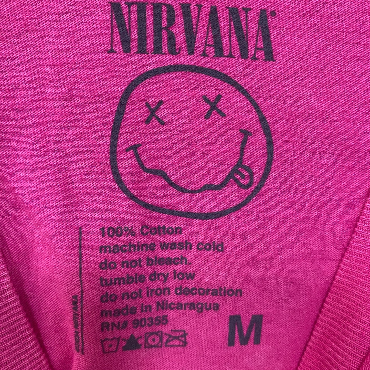Nirvana Nevermind Album Dead Smiley Pink T-Shirt Medium