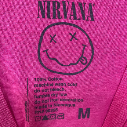 Nirvana Nevermind Album Dead Smiley Pink T-Shirt Medium