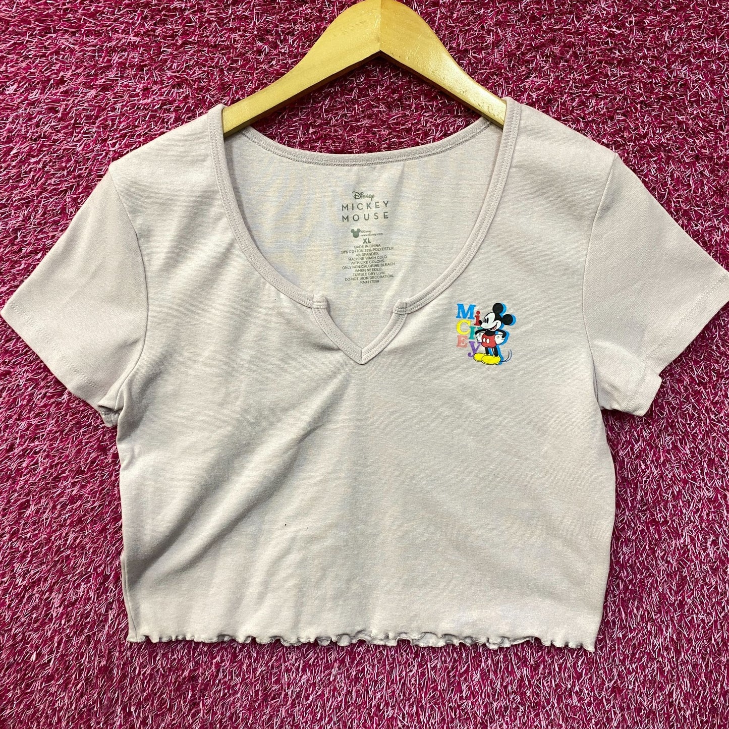 Disney Mickey Mouse Lavender Ruffled Hem Croptop XL