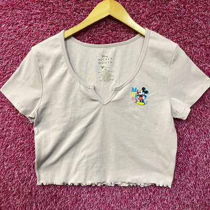 Disney Mickey Mouse Lavender Ruffled Hem Croptop XL