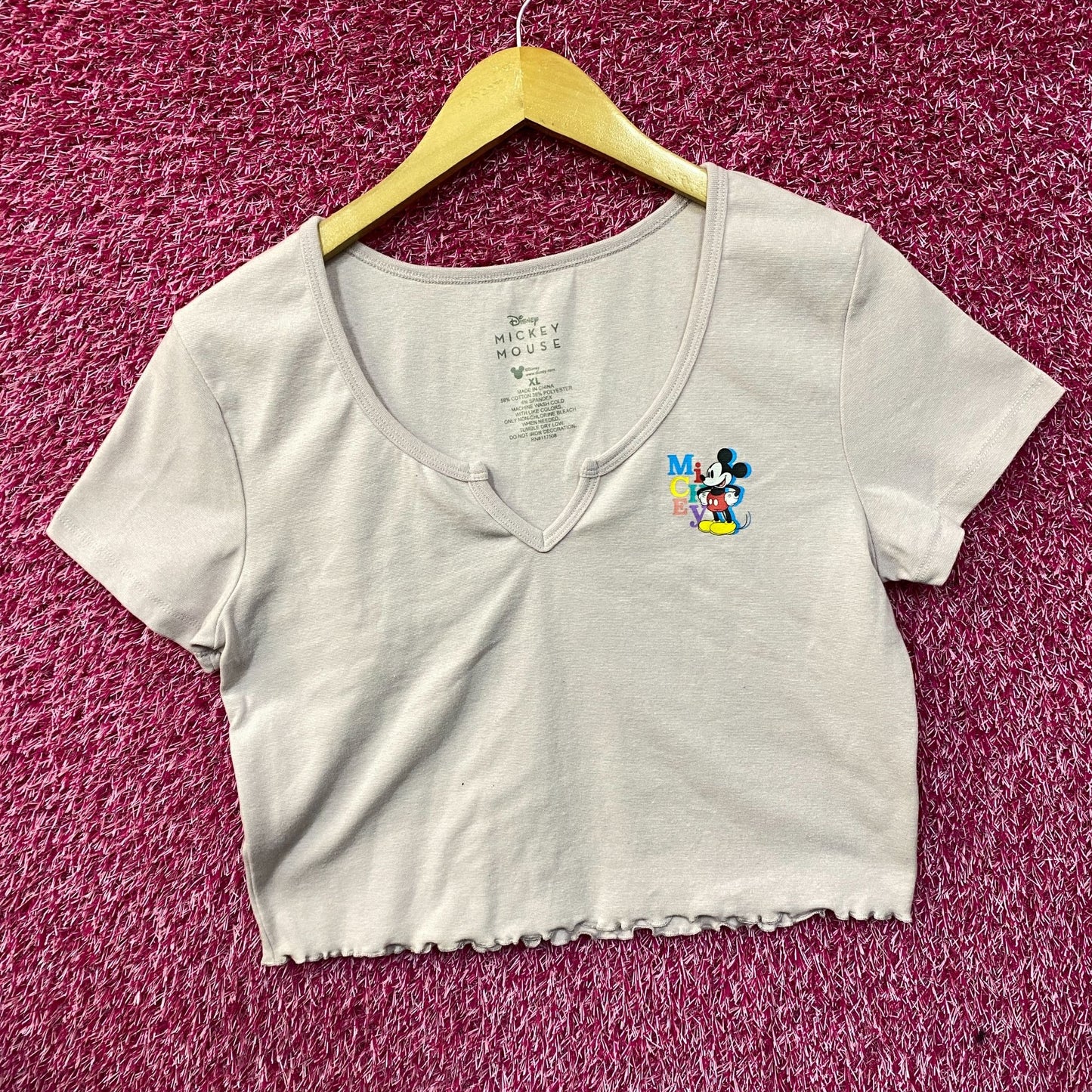 Disney Mickey Mouse Lavender Ruffled Hem Croptop XL