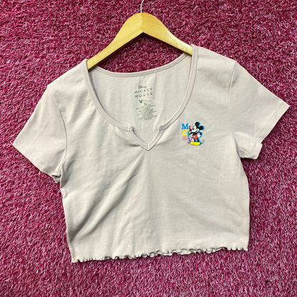 Disney Mickey Mouse Lavender Ruffled Hem Croptop XL