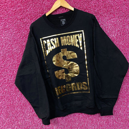 Cash Money Records Gold Foil Logo Crewneck Sweater Large