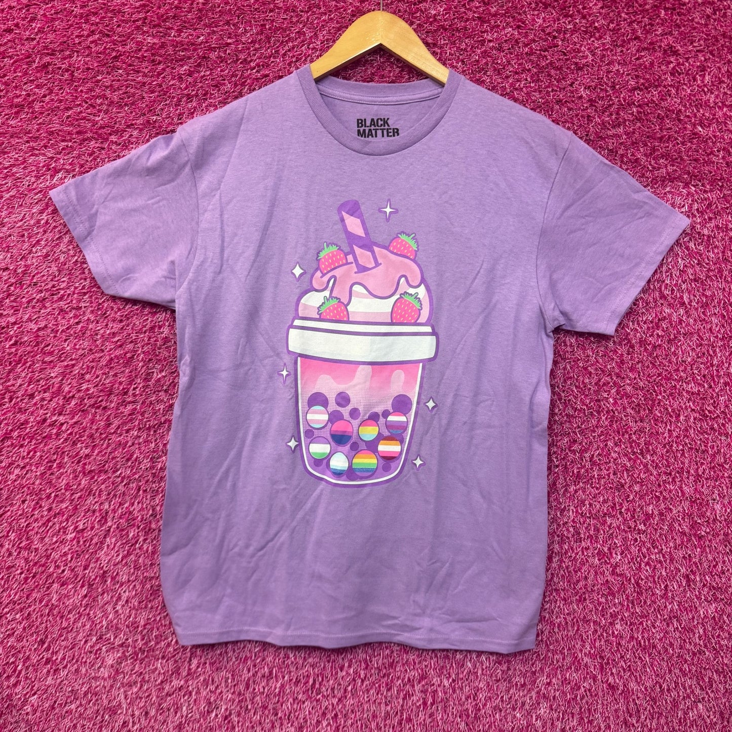 Kawaii Strawberry Pride Boba Black Matter Tee M