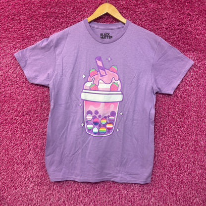 Kawaii Strawberry Pride Boba Black Matter Tee M
