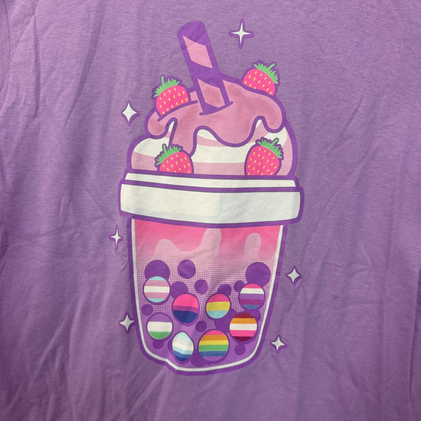 Kawaii Strawberry Pride Boba Black Matter Tee M