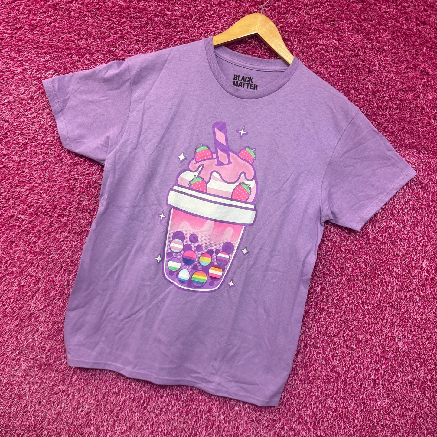 Kawaii Strawberry Pride Boba Black Matter Tee M