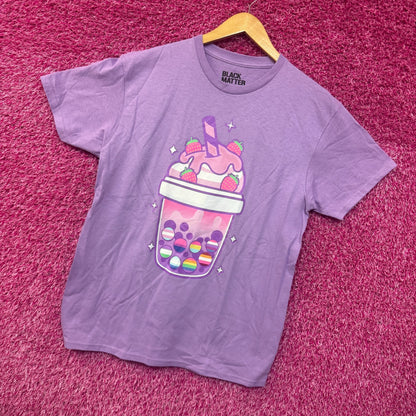 Kawaii Strawberry Pride Boba Black Matter Tee M