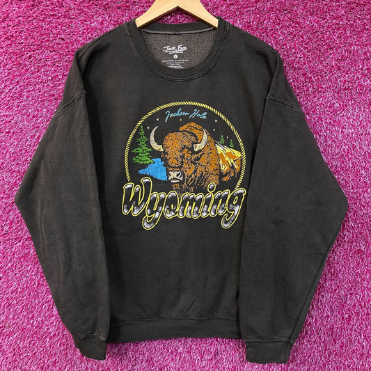 Junk Food Clothing Wyoming Bison Graphic Crewneck Sweatshirt Large
