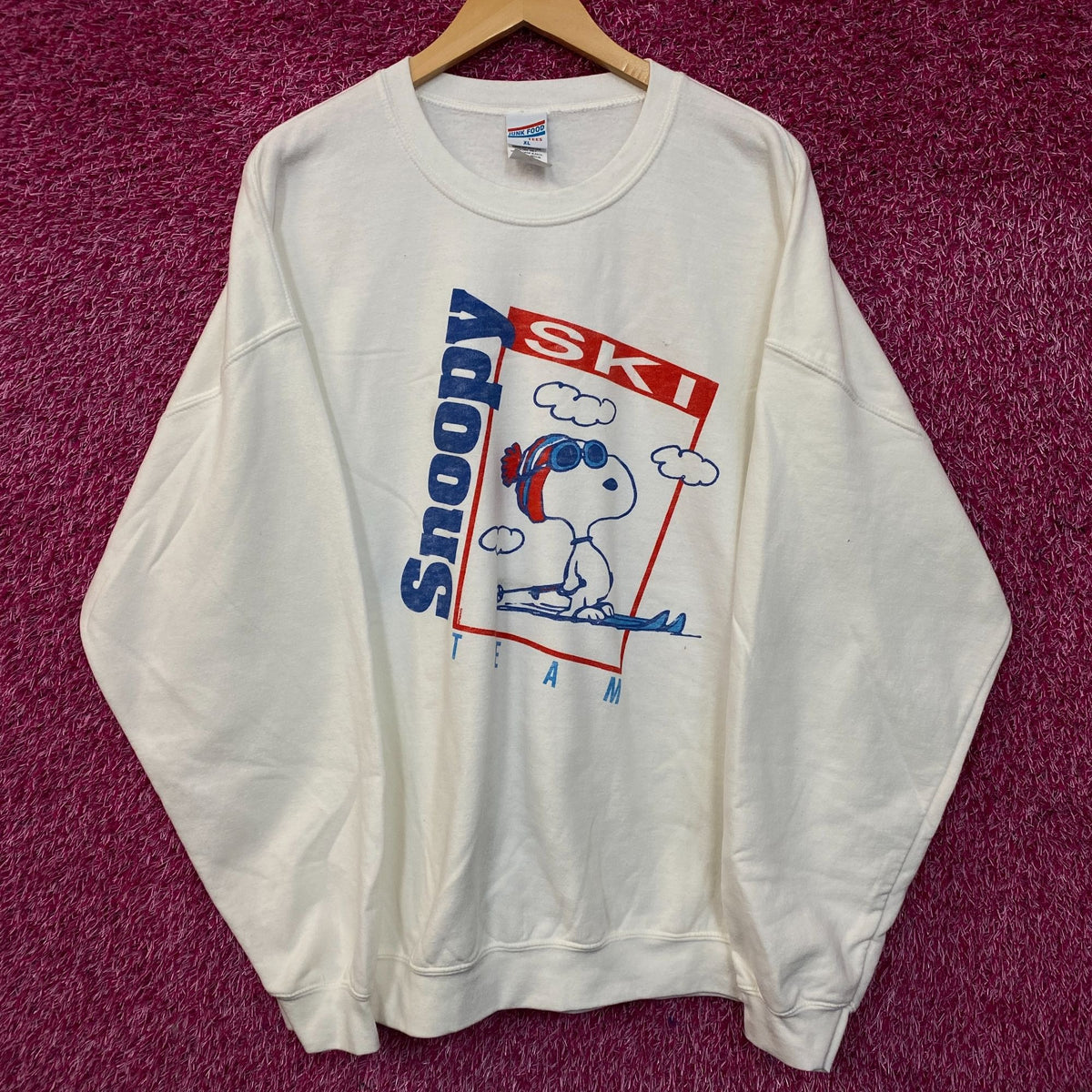 Peanuts "Snoopy Ski Team" Retro Style Crewneck Sweatshirt XL