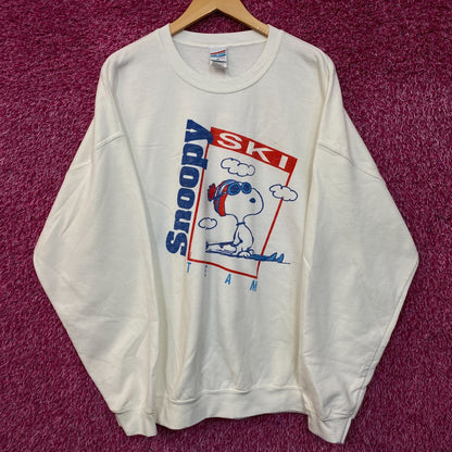 Peanuts "Snoopy Ski Team" Retro Style Crewneck Sweatshirt XL