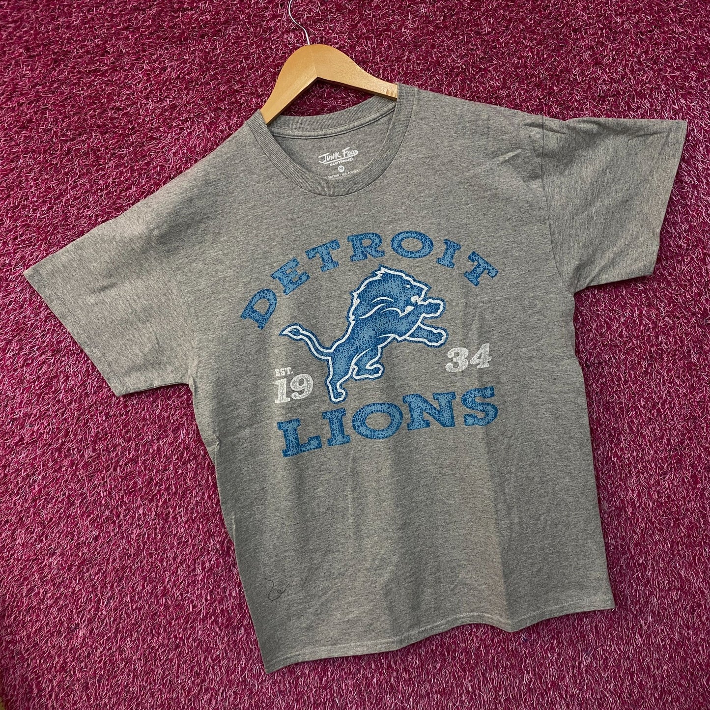 Junk Food Clothing Detroit Lions Faded Vintage Style T-Shirt Medium