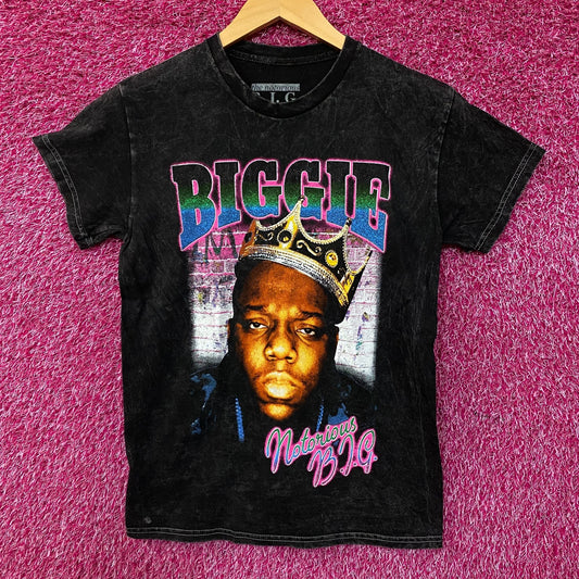 Biggie Smalls Crown King of New York Graphic Mineral Wash T-Shirt Small