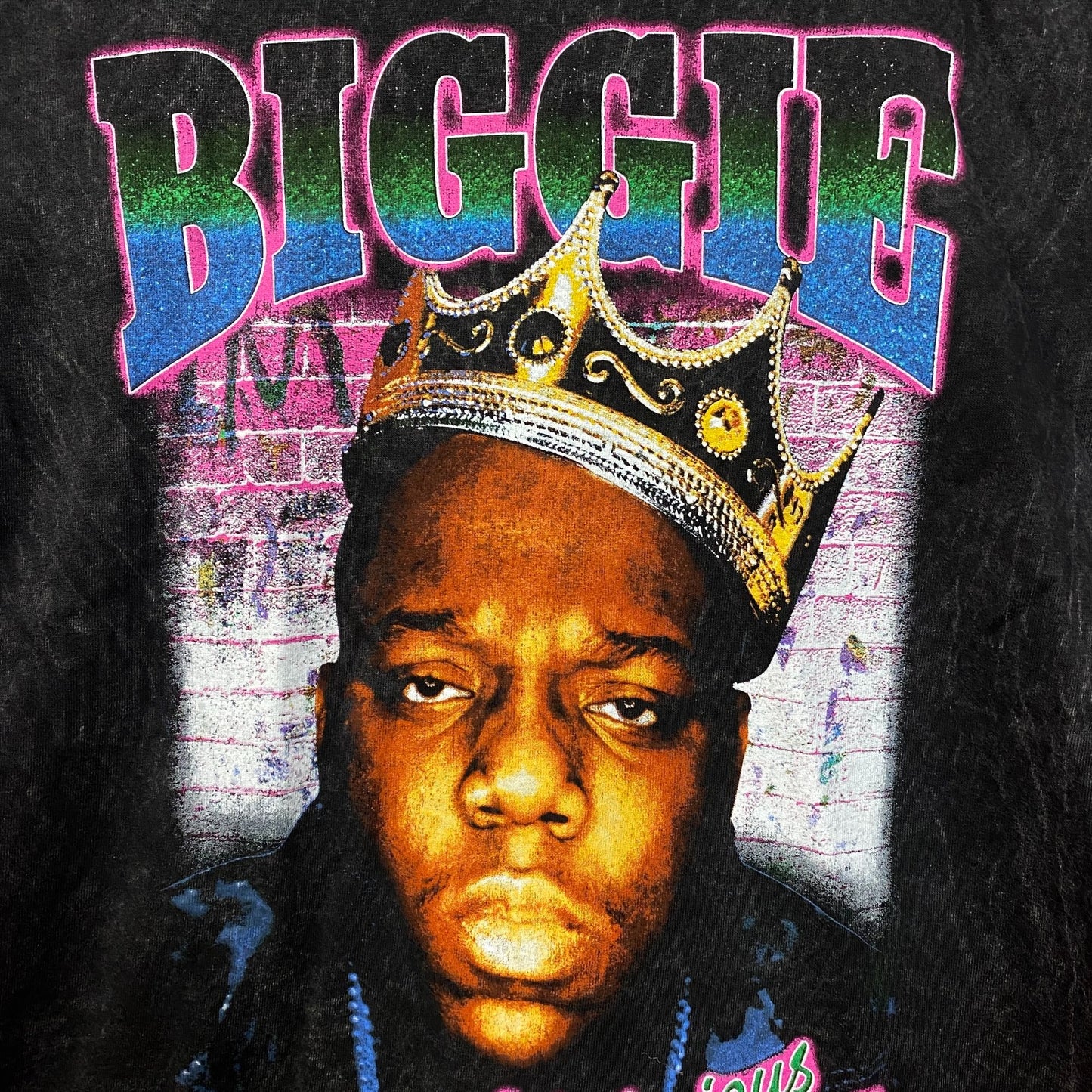 Biggie Smalls Crown King of New York Graphic Mineral Wash T-Shirt Small