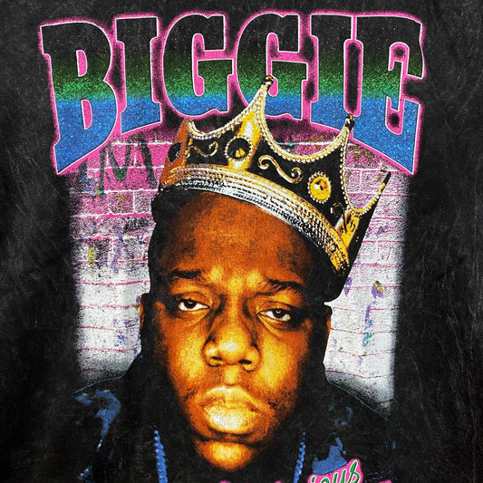 Biggie Smalls Crown King of New York Graphic Mineral Wash T-Shirt Small