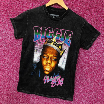 Biggie Smalls Crown King of New York Graphic Mineral Wash T-Shirt Small