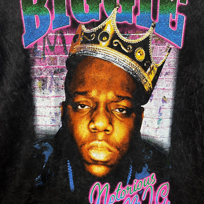 Biggie Smalls Crown King of New York Graphic Mineral Wash T-Shirt Small