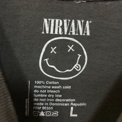 Nirvana Never Mind Smiley Face Mineral Wash Grunge Tshirt size Large