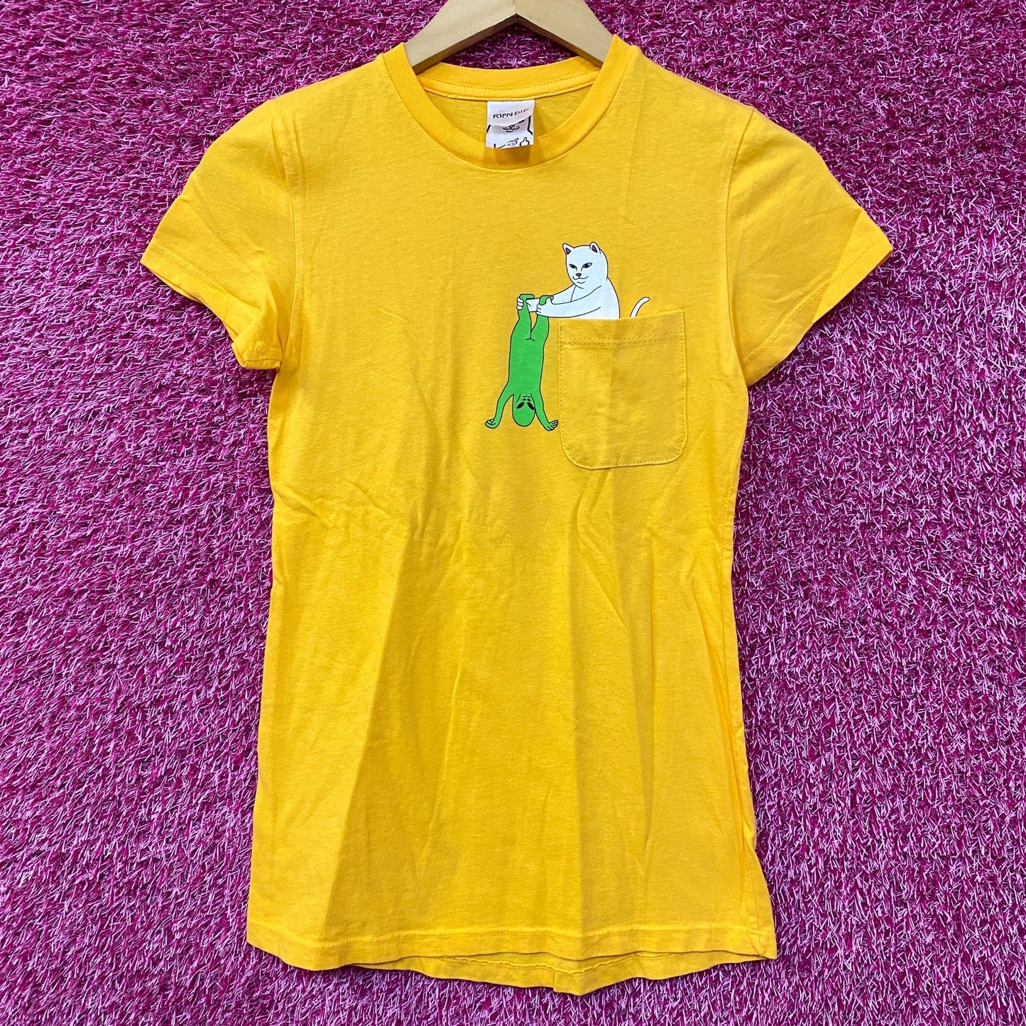 RIPNDIP Lord Nermal Break Yo Self Alien Yellow T-Shirt Extra Small