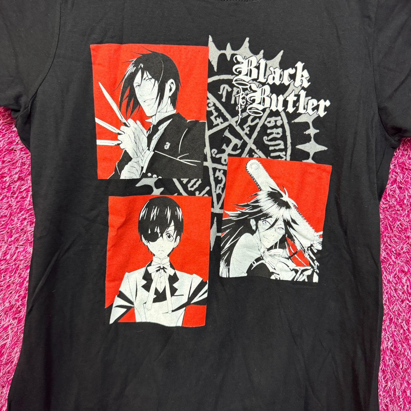 Black Butler Ciel Sebastian & Grell Anime Women’s Tee M