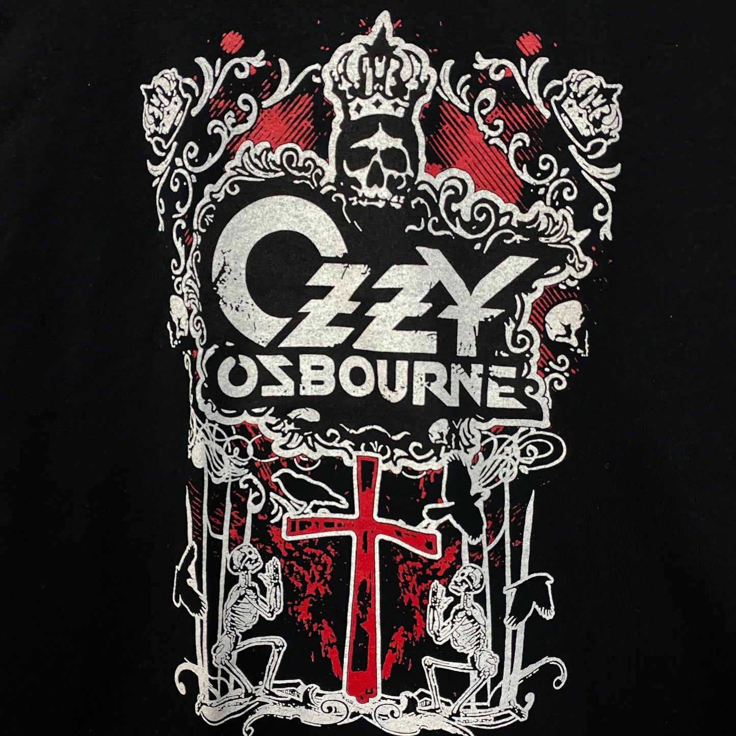 Ozzy Osbourne Crowned Skull Graphic Design T-Shirt Large