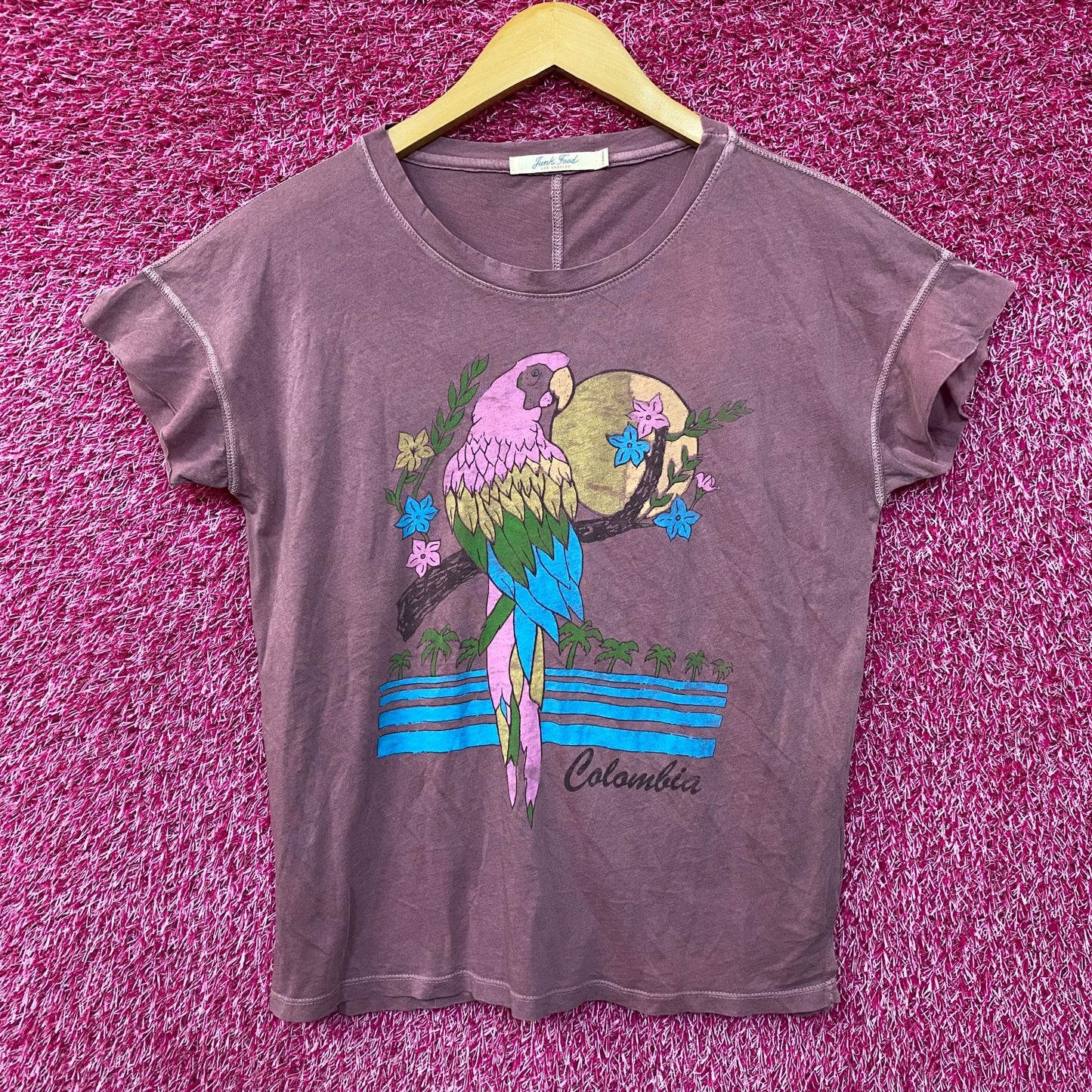 Colombia Tourism Parrots Beaches Tropical Flowers Tee Extra Small