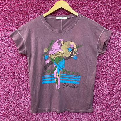 Colombia Tourism Parrots Beaches Tropical Flowers Tee Extra Small