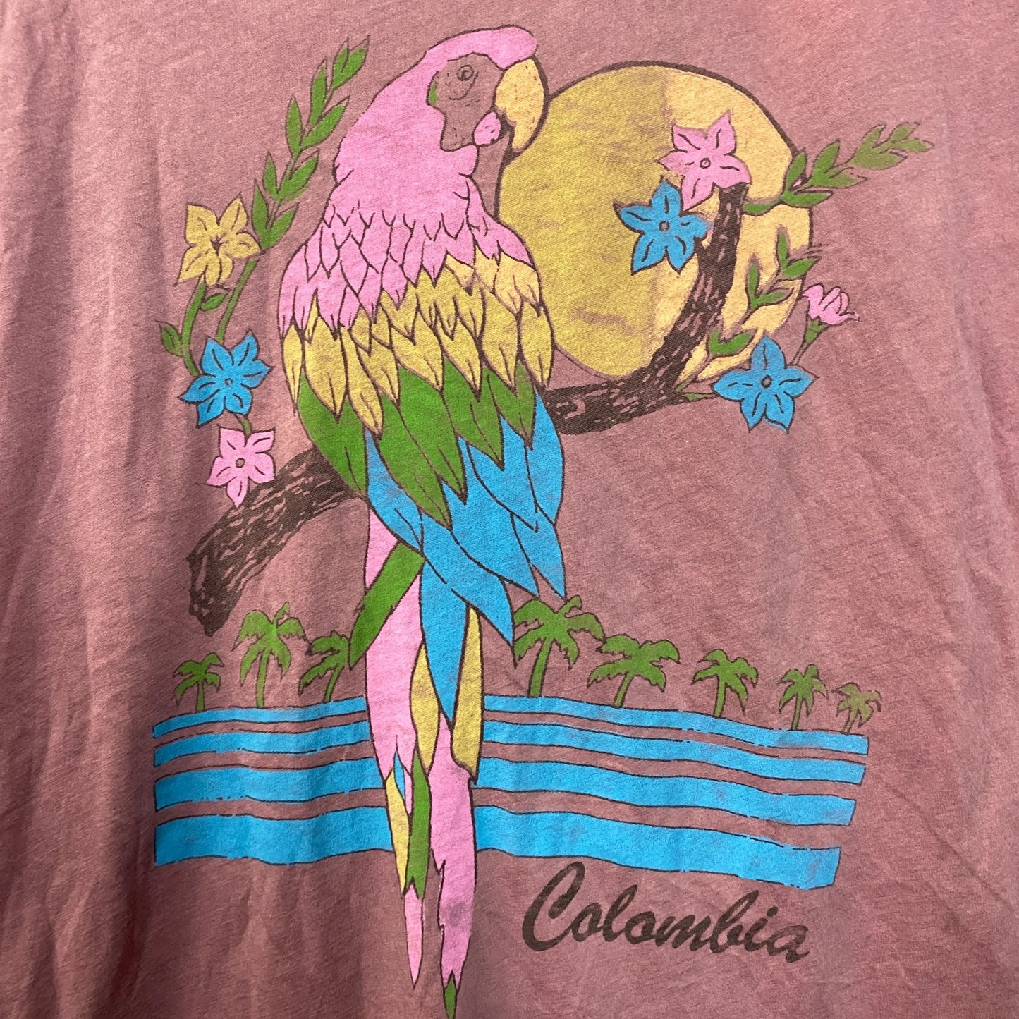 Colombia Tourism Parrots Beaches Tropical Flowers Tee Extra Small