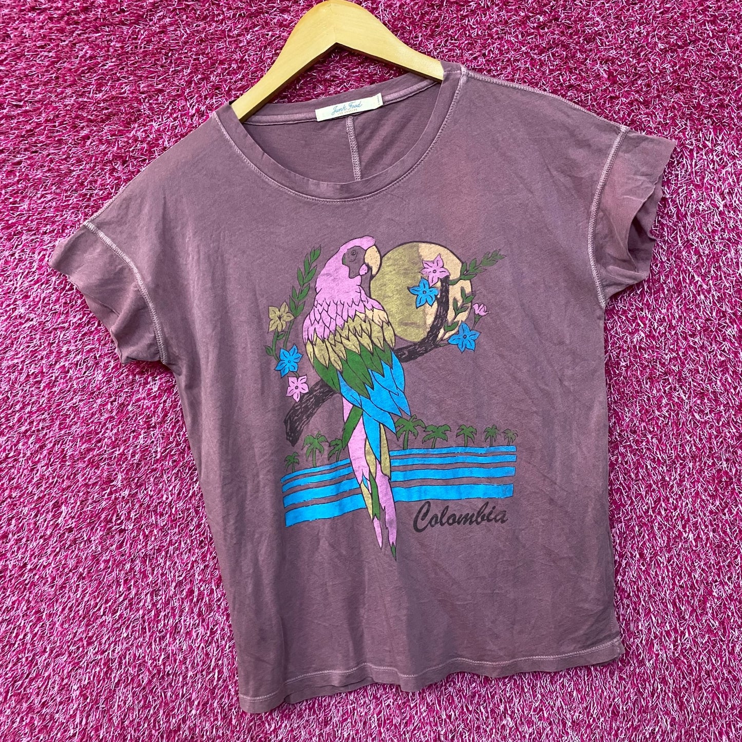 Colombia Tourism Parrots Beaches Tropical Flowers Tee Extra Small