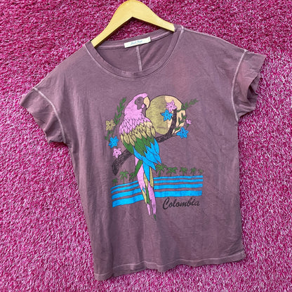 Colombia Tourism Parrots Beaches Tropical Flowers Tee Extra Small