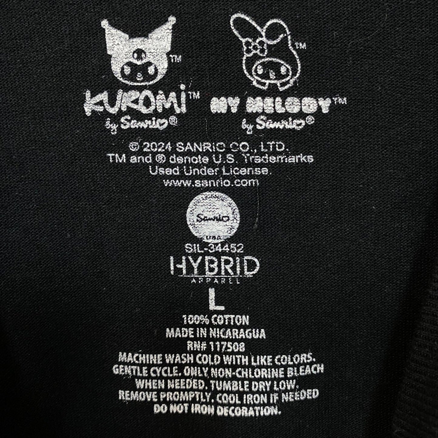 Sanrio Kuromi and My Melody Kawaii T-Shirt Large