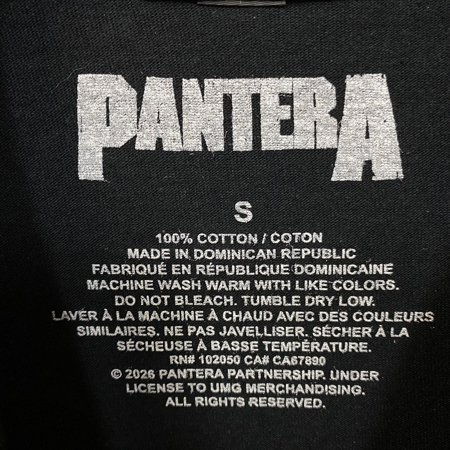 Pantera Cowboys From Hell Snake Skeleton Heavy Metal Graphic T-Shirt Small