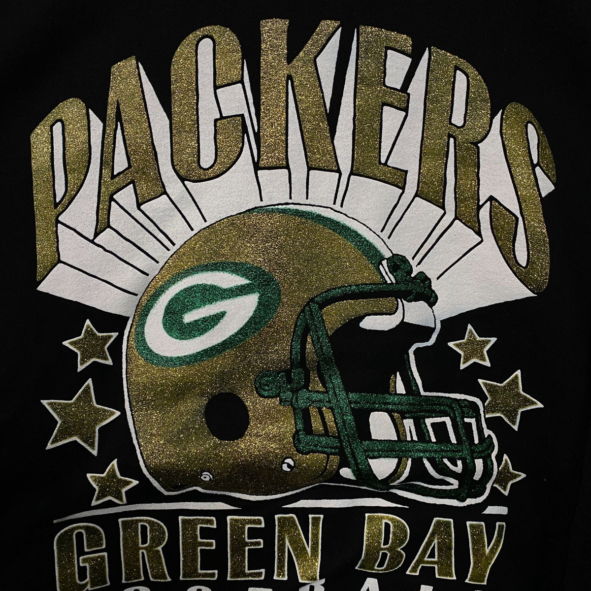Junk Food Clothing Green Bay Packers Glitter Helmet Crewneck Fleece Medium