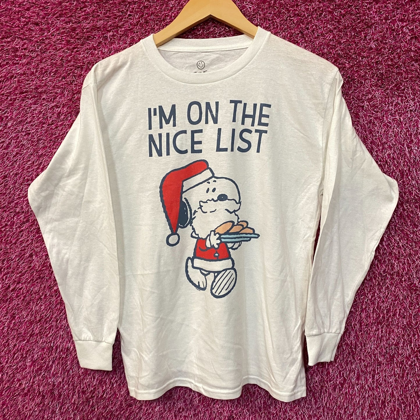 Peanuts Snoopy Santa Christmas Long Sleeve Graphic T-Shirt Large