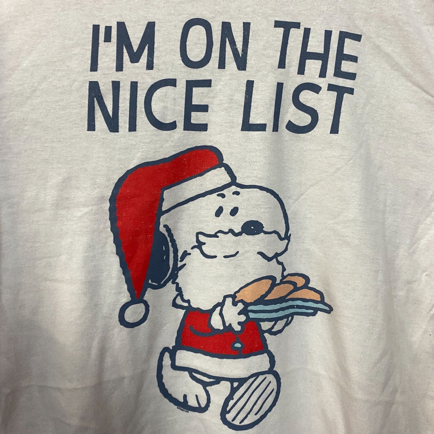 Peanuts Snoopy Santa Christmas Long Sleeve Graphic T-Shirt Large
