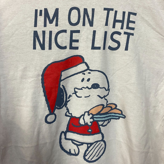 Peanuts Snoopy Santa Christmas Long Sleeve Graphic T-Shirt Large