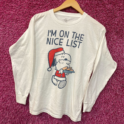 Peanuts Snoopy Santa Christmas Long Sleeve Graphic T-Shirt Large