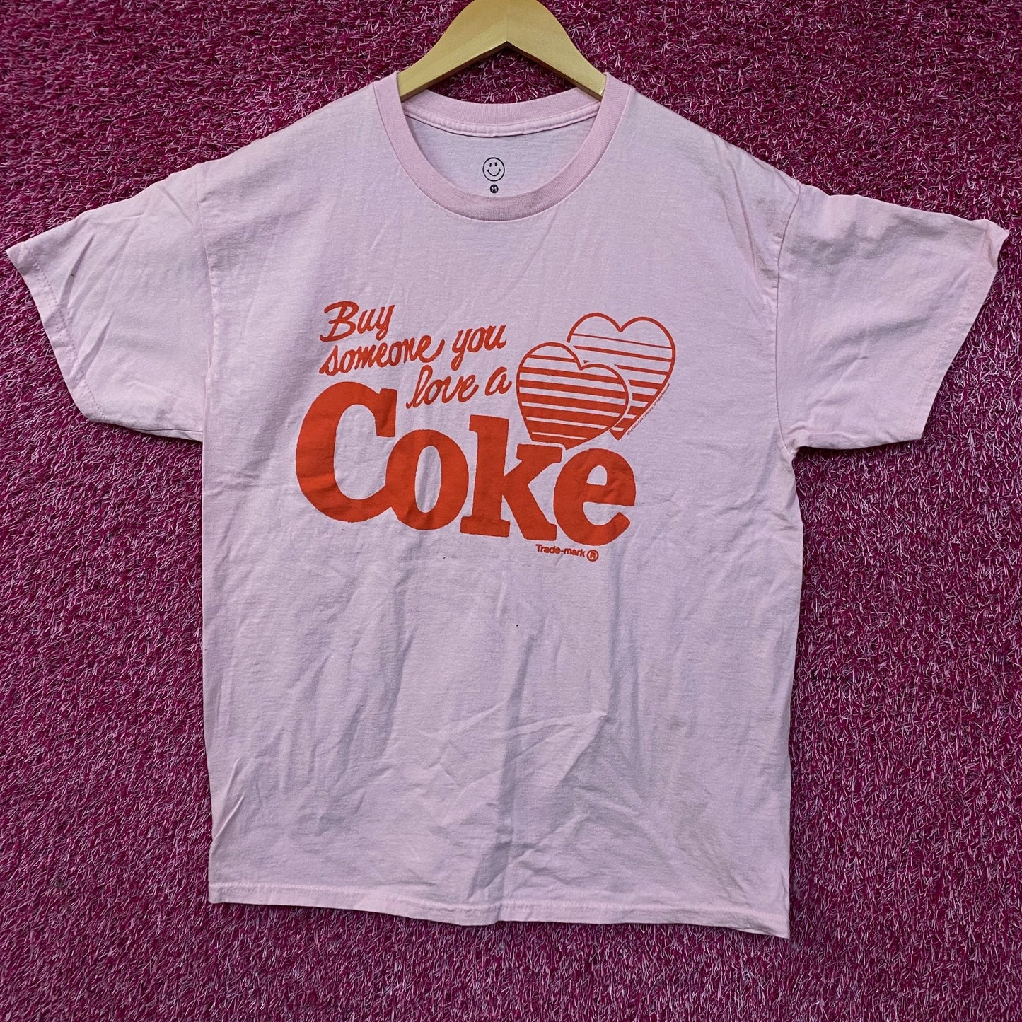 Coca-Cola Share Hearts Coke Pink Graphic T-Shirt Medium