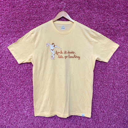 The BIg Lebowski Were Going Bowling Yellow Tshirt size Large