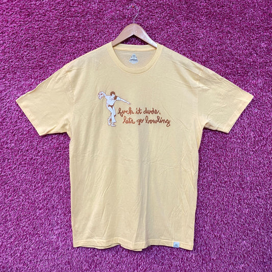 The BIg Lebowski Were Going Bowling Yellow Tshirt size Large