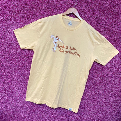 The BIg Lebowski Were Going Bowling Yellow Tshirt size Large