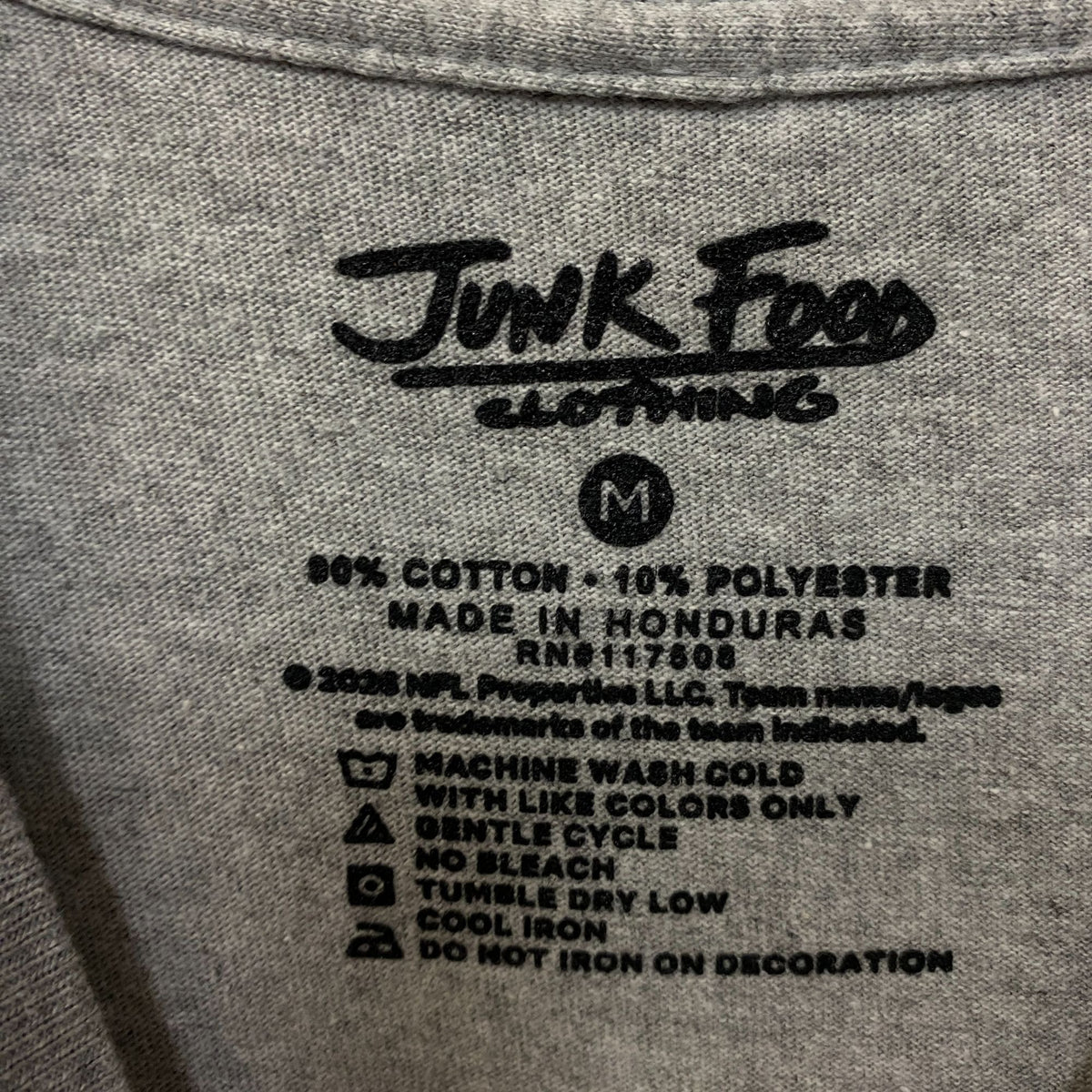 Junk Food Clothing Houston Texans Gray Football Tshirt size Medium