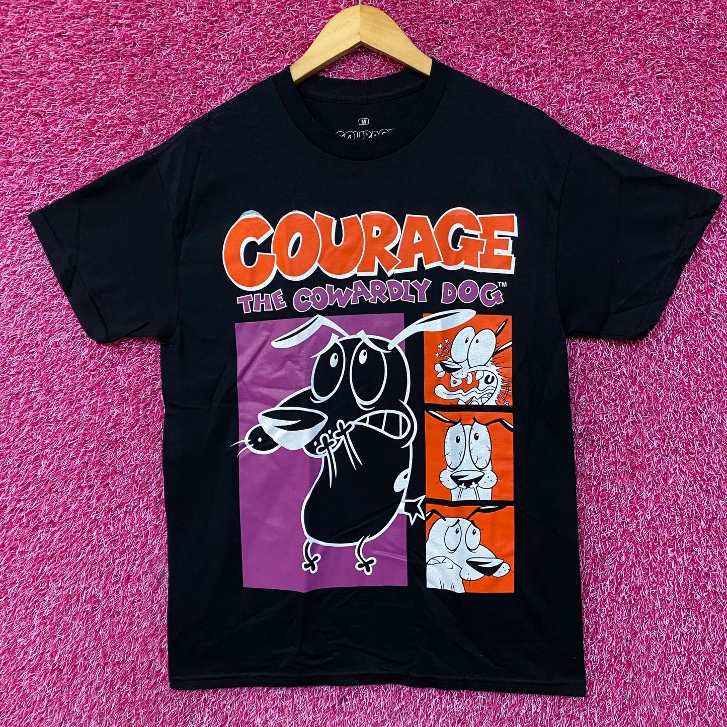 Courage The Cowardly Dog Grid Design Retro Style Classic Cartoon T-Shirt Medium