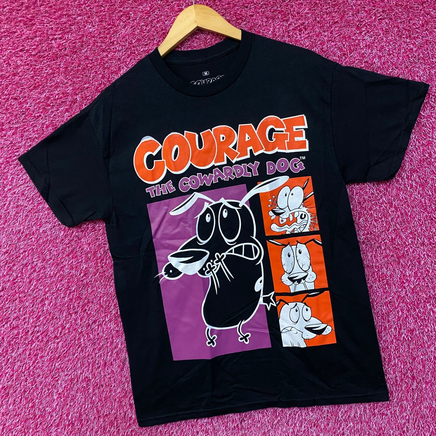 Courage The Cowardly Dog Grid Design Retro Style Classic Cartoon T-Shirt Medium